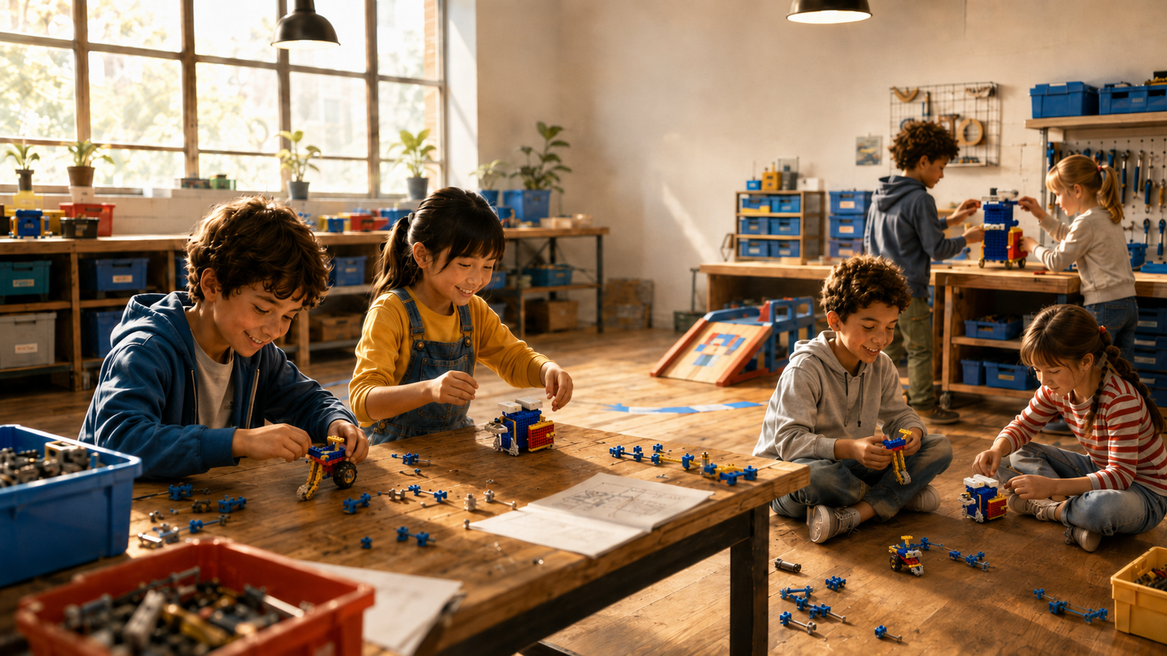 Kid building robots